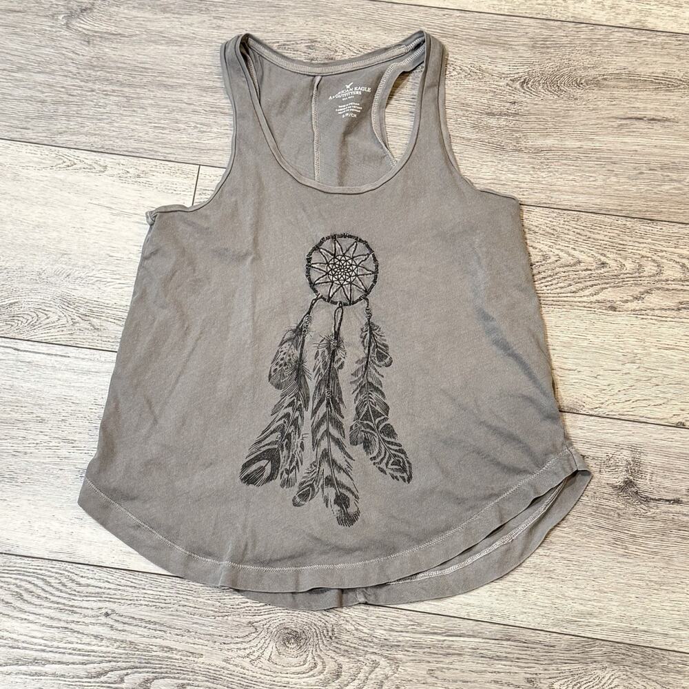 American Eagle Outfitters Womens Small Gray Tank Top Dream Catcher Y2k Retro